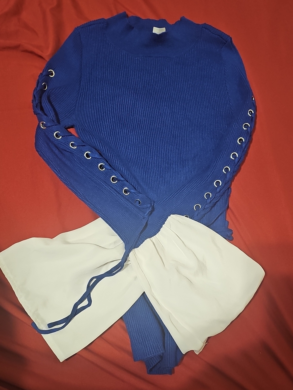 VENUS Navy Ribbed Crewneck Top - Picture 2 of 3